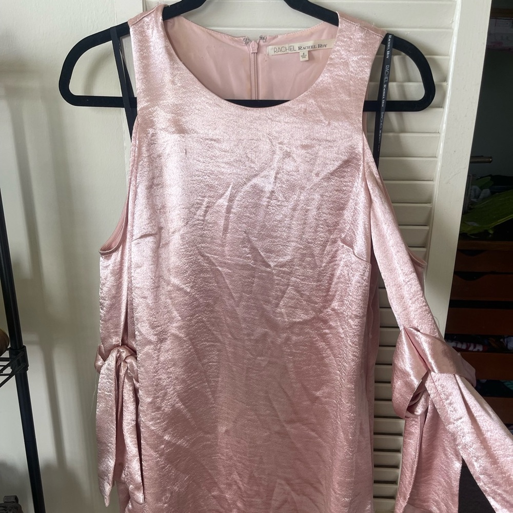 Formal Pink Dress with shoulder cut out